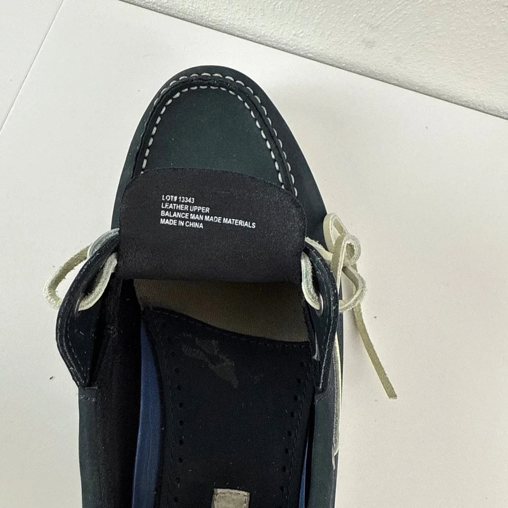 Joseph Abboud Mens Navy Blue Leather Boat Shoes Nautical Loafers Lot 13343